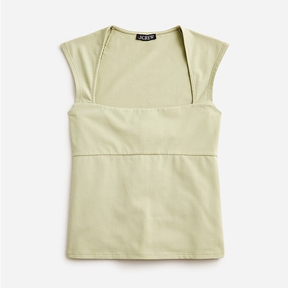 J. Crew NWT Squareneck Cap Sleeve Top in Stretch Cotton Blend in Pale Surplus